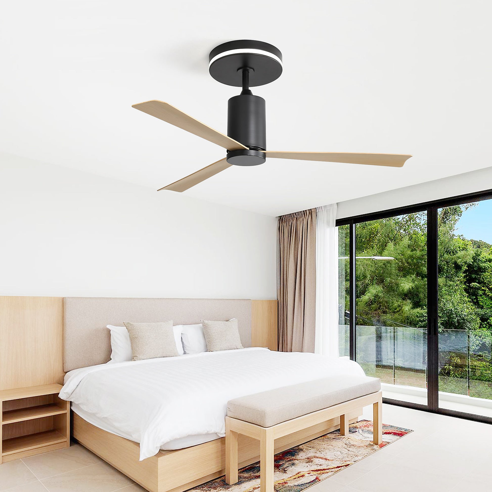 Ventilador de techo Fortuna Lai 52" 3 palas ABS motor DC 6 velocidades con mando a distancia, silencioso