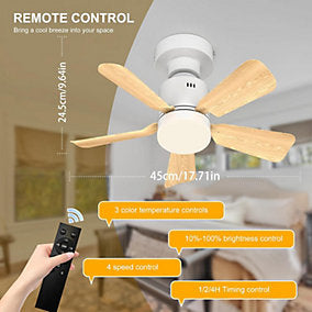 Ventilador Design 45cm Luz Ambiente 4 Niveles Remoto