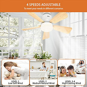 Ventilador Design 45cm Luz Ambiente 4 Niveles Remoto