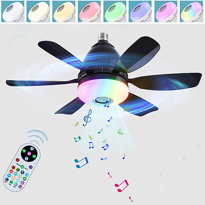Bextsrack Ventilador Techo E27 LED RGB, Control Remoto, 50cm