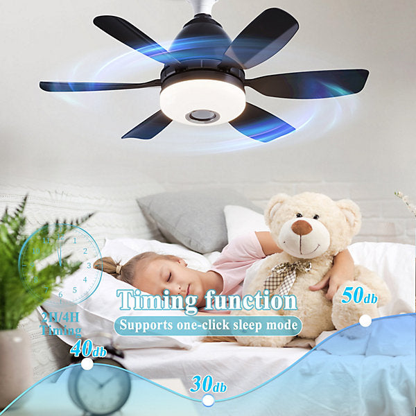Bextsrack Ventilador Techo E27 LED RGB, Control Remoto, 50cm