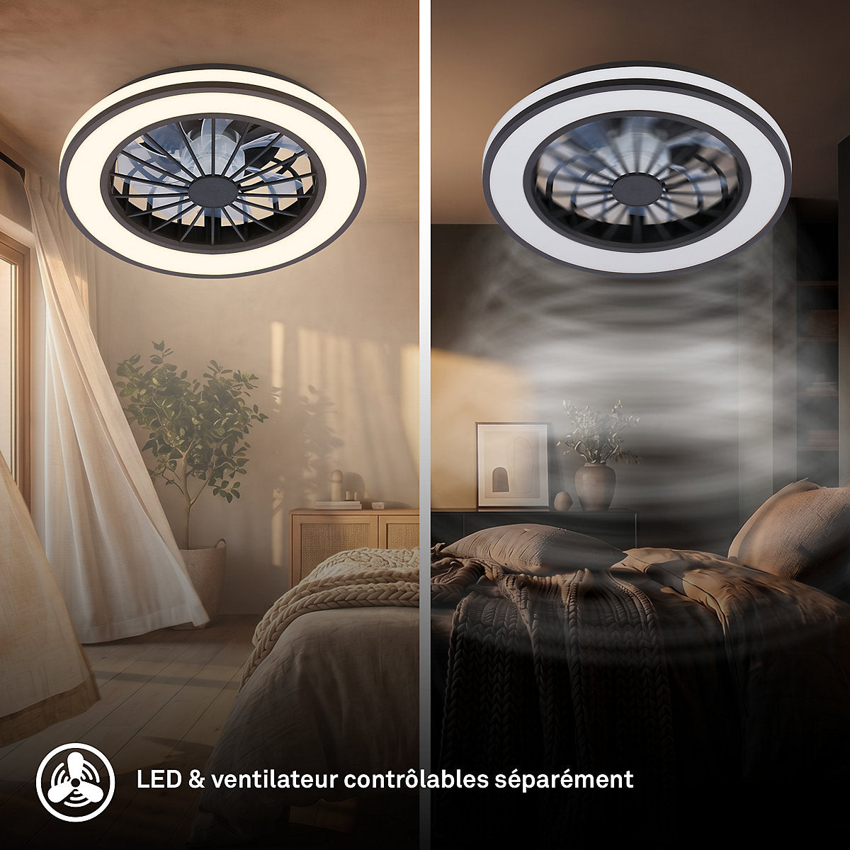 Briloner VENTURO Ventilador de Techo LED CCT Negro 24W 2600lm