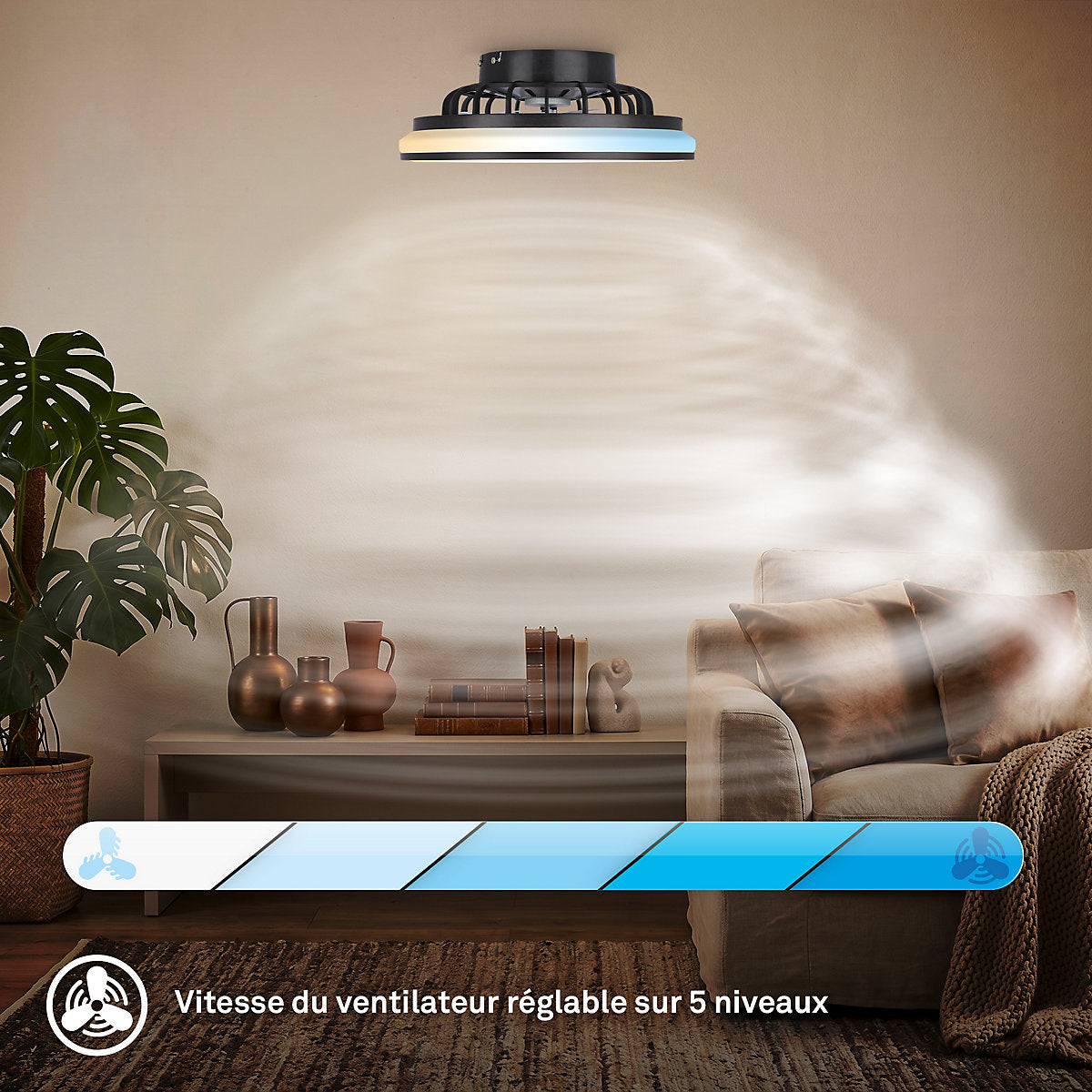 Briloner VENTURO Ventilador de Techo LED CCT Negro 24W 2600lm