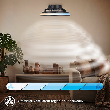 Briloner VENTURO Ventilador de Techo LED CCT Negro 24W 2600lm