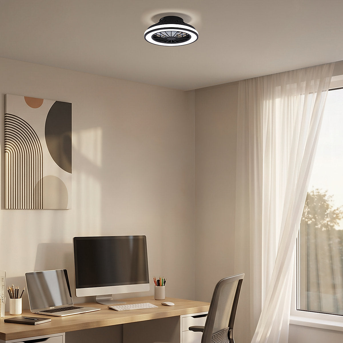 Briloner VENTURO Ventilador de Techo LED CCT Negro 24W 2600lm