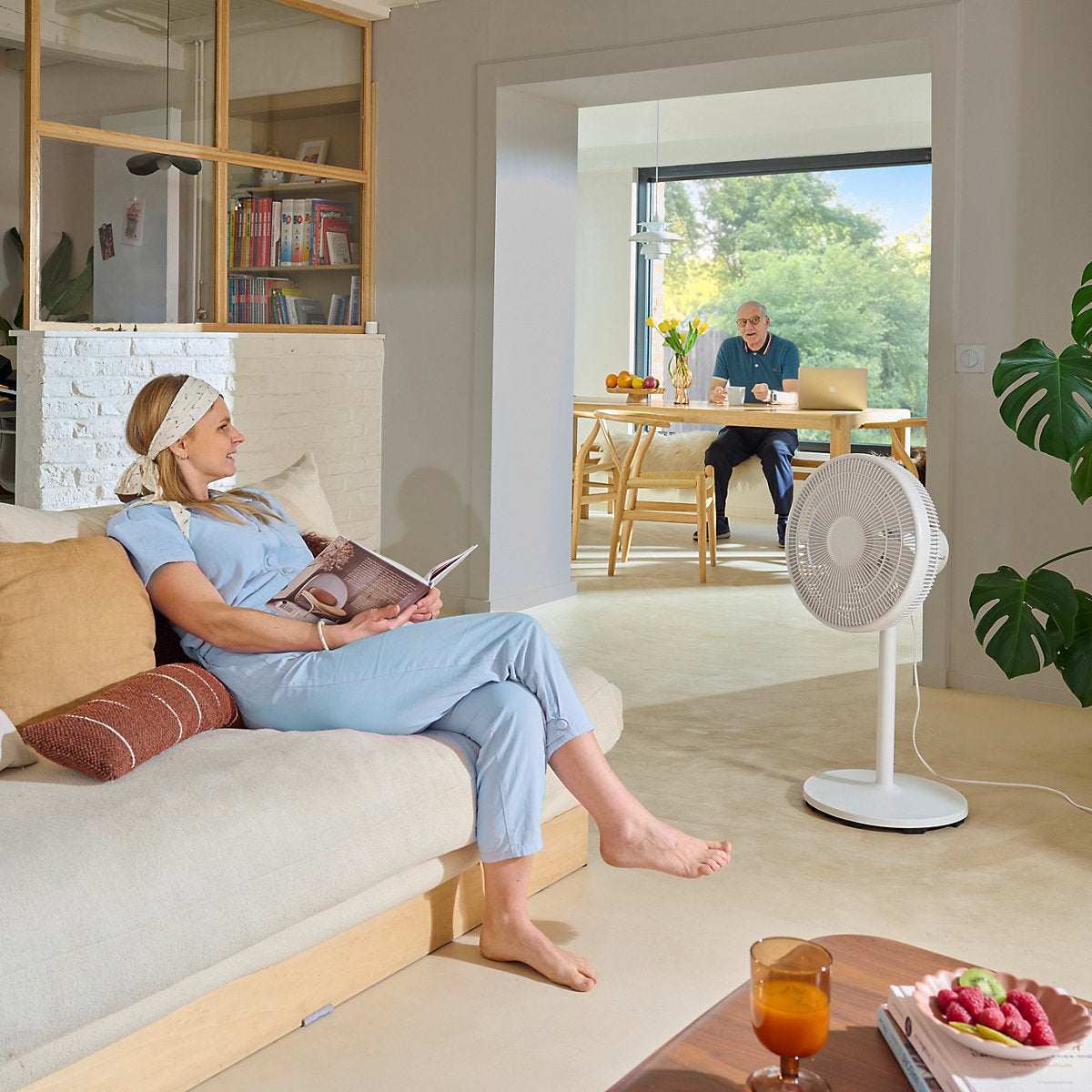 GoodHome FSD40-20BR Ventilador de Pie 40 cm Oscilante con Control Remoto