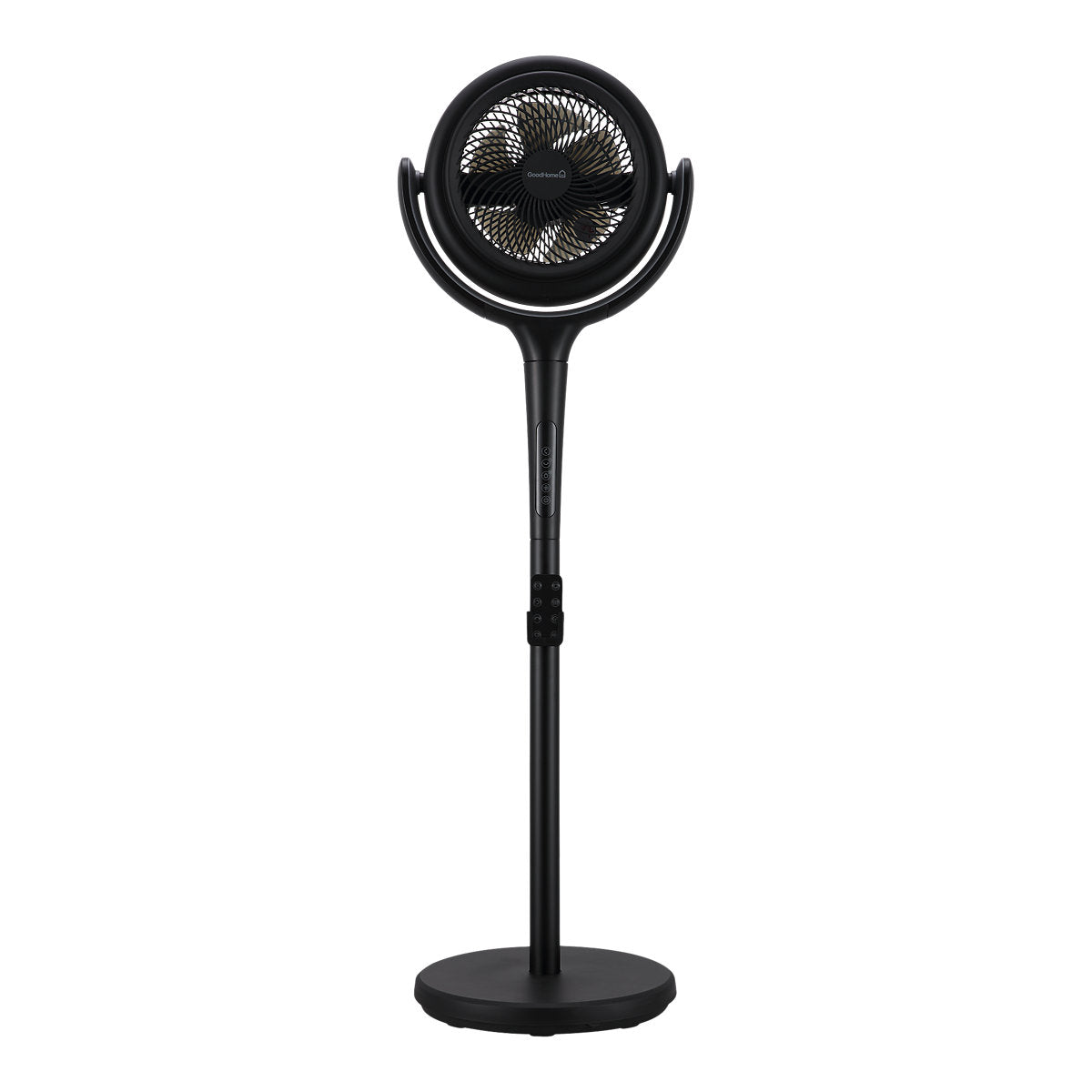 GoodHome GHOPF20-BKDC Ventilador de Pie Silencioso 36,5 cm Negro 12 Velocidades + Oscilación 3D