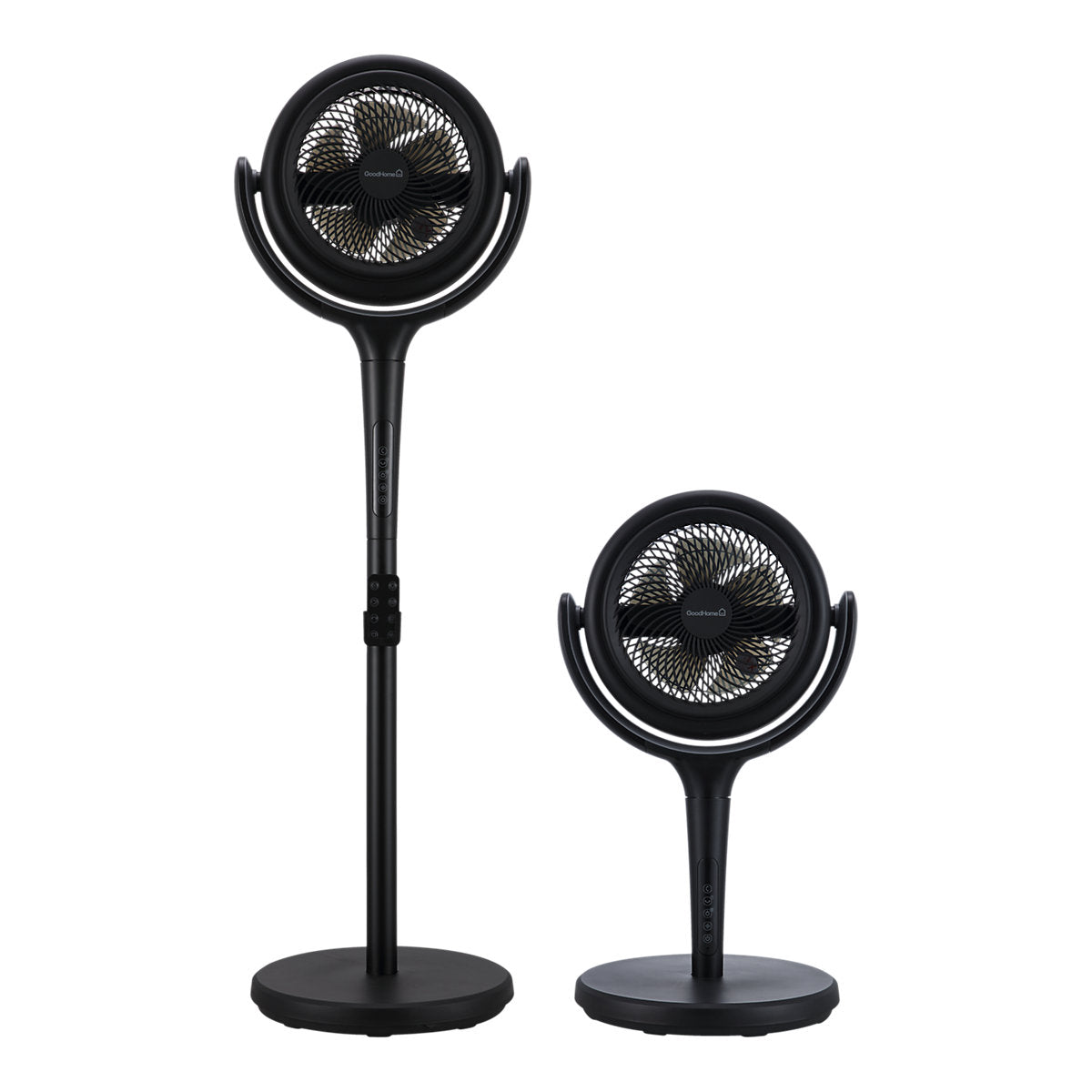 GoodHome GHOPF20-BKDC Ventilador de Pie Silencioso 36,5 cm Negro 12 Velocidades + Oscilación 3D