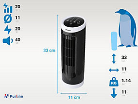 Pureline VENTY EREBUS Ventilador Torre Compacto Rotativo 20W Negro