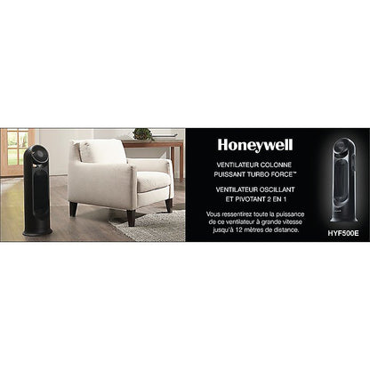 Honeywell Kaz Turbo Ventilador Torre Negro 2 Controles 3 Velocidades