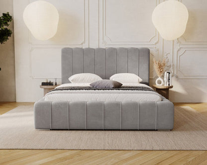 Designer Polsterbett Alvano in Samt mit Stauraum