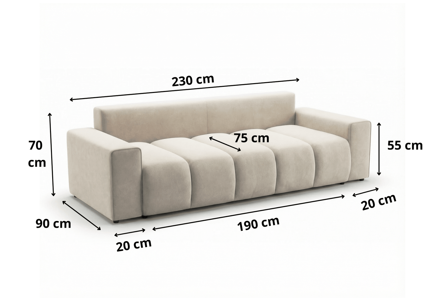 Luxusbetten24 Vena 3‑Sitzer Sofa mit Stauraum und Schlaffunktion, Samt