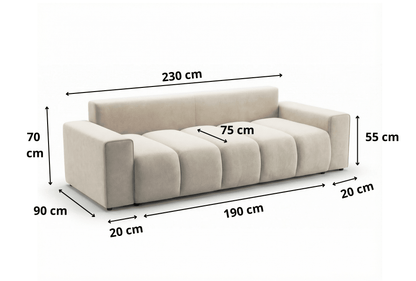 Luxusbetten24 Vena 3‑Sitzer Sofa mit Stauraum und Schlaffunktion, Samt