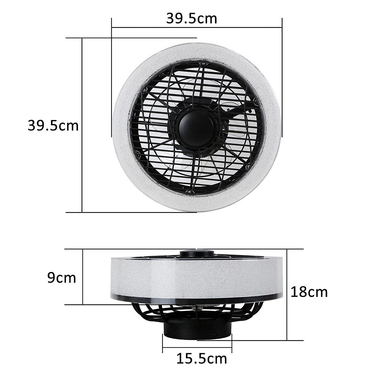 ZMH Ventilador De Techo Negro Silencioso Luz y Control Remoto
