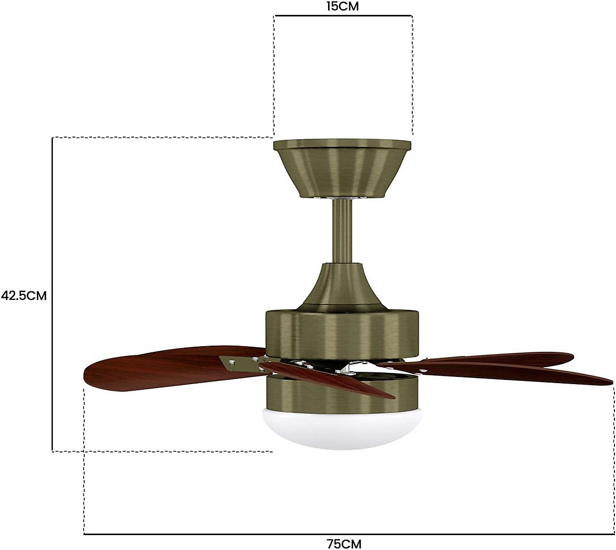 ZMH Ventilador de Techo con Luz 6 Palas Silencioso 75 cm