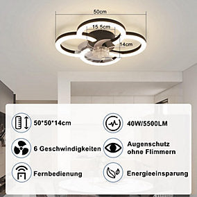 ZMH Ventiladorde Techo con Luz Silencioso 36W 6 Velocidades